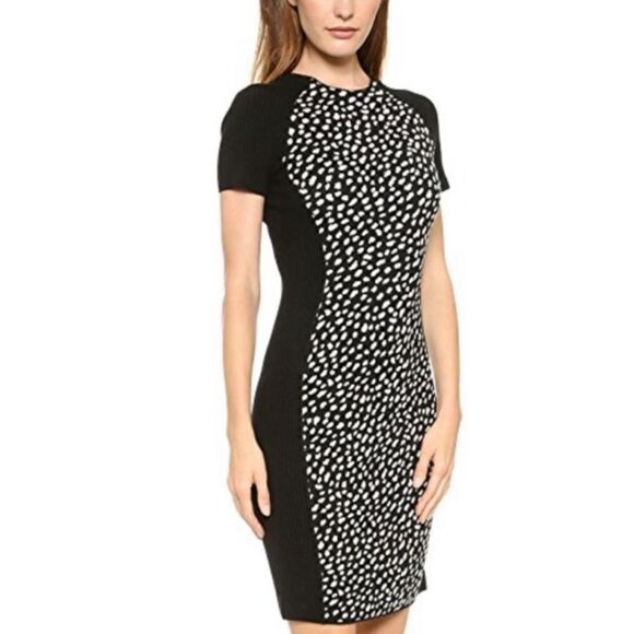 Tory Burch Womens Pony Dot Merino Wool Leopard Gemma Sweater Dress Black Size XS - Picture 1 of 11